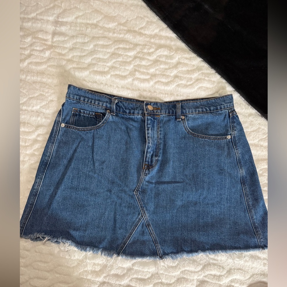 Old Navy Dark Blue Denim Mini Skirt with Raw Hem